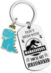 AOBIURV Mothers Day Gifts Funny Keychian Gifts For Mom From Daughter Son Wife New Mom Gifts For Women Mom Birthday Gifts For Mom Don’t Mess With Mamasaurus Keyring