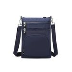 Kono Multi Pocket RFID Blocking Crossbody Bag for Women Shoulder Bags Cross Body Satchel Sling Messenger Bag (Navy)