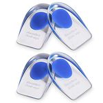 2 Pairs Gel Heel Cups, Silicone Heel Cup Pads for Plantar Fasciitis, Heel Spur & Achilles Pain, Gel Heel Cups and Cushions Absorbing Support (S)