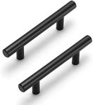 Estmoon 30 Pack 3" Hole Centers Cabinet Handles Matte Black Cabinet Pulls Stainless Steel Black Drawer Handles 5" Length Kitchen Cabinet Hardware Handles for Cabinets and Drawers, 76mm Hole Centers