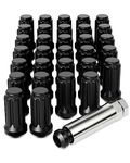 Orion Motor Tech OMT M14x1.5 Lug Nuts Black with Spline Tuner, XL 2 inches Length with Cone Seat, Compatible with Ford F250 F350 Super Duty, Chevy Silverado 1500 2500HD and GMC Sierra, Set of 32