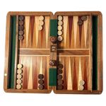 Classic Wooden Inlaid Backgammon Set - 36cm x 26cm, Includes Wooden Playing Pieces and Dice