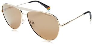 POLAROID Unisex Pilot Sunglasses Gold Ivory Frame, Bronze Lens (61) - Pack of 1