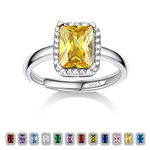 Bestyle S925 Sterling Silver Square Crytsal Rings, Dainty November Critine Crystals Birthstone Rings, Anniversary/Mother’s Day/Birthday Jewelry Gifts for Women Mom/Wife/Sister/Best Friend