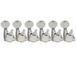 Musiclily Pro 6-in-line 18:1 Ratio Full Sealed Locking Machine Heads Tuners Tuning Pegs Keys with Vintage Oval Button 45 Degree Screw for Strat Tele Style Electric Guitar, Chrome