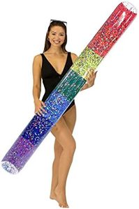 PoolCandy Inflatable Jumbo Swim Noodles (Classic Rainbow Glitter Filled Jumbo Swim Noodle)