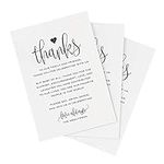 Bliss Collections Wedding Reception Thank You Cards, Pack of 50 Black Font Cards, Great Addition to Your Table Centerpiece, Place Setting, Wedding Decorations, Each Card is 4x6, Made in the USA