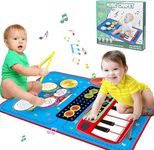 Baby Toys for 1 Year Old Boys & Girls, 2 in 1 Musical Toys,Toddler Piano & Drum Mat with 2 Sticks, Learning FloolBlanket, Birthday Gifts for 1 2 3 Year Old Boys & Girls(Blue)