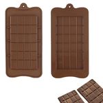 WUJENPEAHT 2 PCS Break-Apart Chocolate Moulds Non-Stick Silicone Candy Molds Reusable Protein & Energy Bar Molds DIY Baking Molds for Making Chocolate Bar Candy Energy Bar