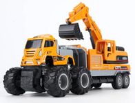 SHIPEASE Friction Powered Excavator Construction Truck Toy for Kids Boys Engineering Diggers Die cast Alloy Model Tow Truck Pull Back Vehicle Gift