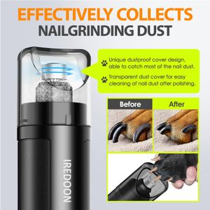 IREDOON Dog Nail Grinder – 3-Speed, Black Pet Nail Trimmer