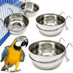 2X Stainless Steel Parrot Cage Feeder with Hook Food Container 4 Sizes Hanging Food Bowl for Bird Parrot Small Dog BPS-11130*2