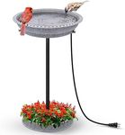 GESAIL Heated Bird Bath, 75W Thermostatically Controlled Lightweight Pedestal Bird Bath with Metal Stake Heated Bird Baths for Outdoors for Winter Garden Patio Yard Decoration, Spotted Grey