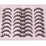 JIMIRE Cat Eye False Eyelashes Wispy 3D Faux Mink Lashes Fluffy Crossed Volume False Eyelashes Natural Look Handmade Premium Reusable 16 Pairs Pack