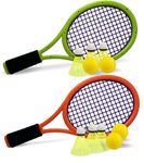 Kid Tennis Racket with Bag,Plastic Racquet Include 4 Foam Ball,6 Badminton shuttlecocks for Children (Over 3 Years Old),Toddler Outdoor/Indoor Sport Play (Dark Orange&Green)