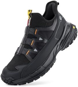 FitVille Extra Wide Sneakers for Men Slip-on Shoes, Soft Comfortable Mens Running Shoe, Slip Resistant Hiking Walking Shoes with Arch Support & Wide Toe Box Black