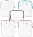 BORSALI TSA-Approved Quart-Sized Bag for Carry-On Travel - One (1) Quart Clear Toiletries, Cosmetic and 3-1-1 Liquids Toiletry Bag - 5 Pack Colors