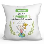 MUGFFINS Personalised Cushion for BAKER woman Padding included - in Italian - Sei migliore del mondo - Funny custom gift - Pillow: cover and filling 15.7x15.7 inches