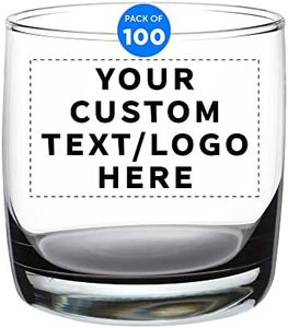 Custom Whiskey Glasses 10 oz Set of 100, Personalized Bulk Pack - Heavy Base Old Fashioned Glass, Perfect for Scotch, Bourbon, Whiskey, Cocktail - Black