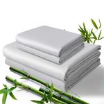 Bedmoon Cooling King Sheets, 100% Viscose Derived from Bamboo Sheets, Light Grey Breathable Summer Sheet & Pillowcase Sets, 16" Deep Pocket Luxury Hotel Cozy Soft Bed Sheets