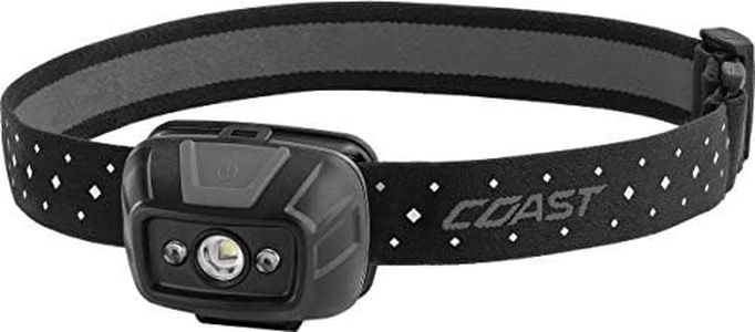 Coast® FL19 365 Lumen Dual Color (White & Red) LED Headlamp, Batteries & Hard Hat Clips Included, Grey