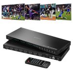 4K HDMI Multiviewer Switch 4x4 with PIP, PORTTA Quad Multi Viewer Seamless Switcher 4 in 4 Out with Toslink, 3.5mm Audio Output Support 4K 30Hz, 6 Viewing Modes, Downscaler for PS4/PC/DVD