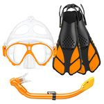 Seovediary Kids Snorkel Set, Mask Fins Snorkeling Gear for Kids Anti-Fog Swim Goggles 180 Panoramic View Dry Top Snorkel and Dive Flippers Combo with Travel Bag for Snorkeling Training Swimming Diving