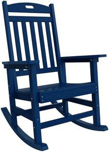 YEFU Outdoor Rocking Chair Oversized,Seat Depth 22",Backrest Height 31",Patio Poly Wide Rocker Chair with 380lbs Weight Capacity,Weather Resistant,for Lawn,Porch,Backyard,Indoor and Garden(Dark Navy)