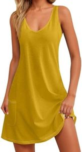 Womens Summer Dresses 2025 Casual V Neck Sleeveless Sundresses Flowy Beach Boho Tank Dress with Pockets