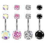 MODRSA Belly Button Ring Belly Rings Surgical Steel Belly Button Rings for Women Navel Piercing Jewelry Long Belly Button Piercing Pink Black 12mm