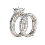 LONAGO Wedding Rings Set 925 Sterling Silver 1ct Princess Cut Moissanite with 5A Cubic Zirconia Engagement Ring (6.5)