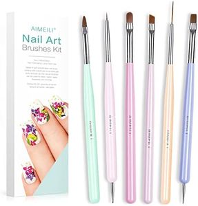 AIMEILI Nail Art Brushes Acrylic Nail Brush Design Pen Set for Gel Nail Polish Painting, Nail Extension Gel Builder Gel Brush, Nail Art Liner Brush and Nail Dotting Pen DIY Manicure