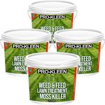 Pro-Kleen 4 in 1 Weed and Feed Lawn Treatment with Moss Killer - Greens Grass, Kills Weeds & Moss & Fertilises Grass - Apply from May-August - Covers up to 312m2 - (4 x 2.5kg)
