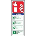 V Safety 11005AC-R Powder Id Fire Extinguisher Sign - Portrait - 75mm x 200mm - 1mm Rigid Plastic, Blue/Green/Red