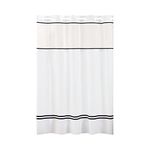 Hookless Monterey Fabric Shower Curtain Set with PEVA Snap-in Liner and Window, No Hooks Required, 71 x 74, White/Black Color