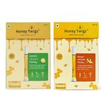 Honey Twigs Natural Honey | Ginger Honey and Lemon Honey, 480g(240g + 240g - 60 Twigs) | Infused with Natural Ingredients | Pure Honey | No Added Color | No Preservatives