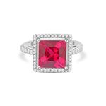 Ornate Jewels 925 Silver Red Ruby American Diamond Cushion Cut Ring for Women and Girls | With Certificate of Authenticity & 925 Stamp | Life-time Warranty*