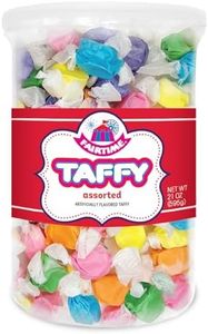 Fairtime Assorted Rainbow Taffy (Strawberry, Cherry, Orange, Lemon, Green Apple, & Grape), 21 Oz Jar - Individually Wrapped Saltwater Chewy Taffy Candy for Gifts, Buffets, Party, Wedding Favors, Candy Bowl or Goodie Bags