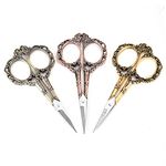 Vintage Style Scissor Cutting Embroidery Flower Pattern Scissors Stainless Steel Shear Body Zinc Alloy Handle Sewing Tool Tailor Scissors Household DIY Sewing Accessories (#1)