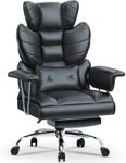 Racingreat Executive Office Chair Desk Chair, Computer Leather PU Recliner, Ergonomic Office Chair with Footrest, Heavy Duty for Home Office, High Back Swivel Chair-Black