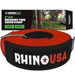 Rhino USA Tree Saver Tow Strap (3" x 8') - 31,518lb Break Strength - Emergency Recovery Strap Winch Extension for Truck, UTV, ATV & More - Heavy Duty Straps Compatible with Jeep, Ford, Toyota (Red)