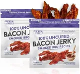 Smoked BBQ Recipe Bacon Jerky | Tender, Flavorful, Easy to Chew, Premium Craft Bacon Jerky with 24g of Protein Per Bag, Gluten Free, High Protein, Low Calorie, Healthy Snacks for Adults (2 Bags)