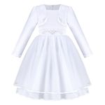 Flower Girls Dress White Layered Tulle Party Pageant Wedding Princess Age 7 Years