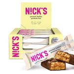 NICKS Keto Protein Bar Peanut Butter, 15 g Protein, 214 Calories, Low Carb Chocolate Snacks No Added Sugar Gluten Free (12 x 50 g)