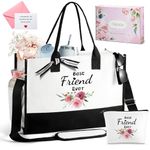 TRSODD Birthday Gifts for Women Friendship, Best Friend Birthday Gifts for Women, Tote Bag for Women, Personalized Christmas Gifts, Beach Bag w Makeup Bag Zi-pper Pocket Shoulder Strap Gift Box Card