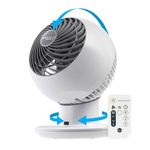 IRIS USA Medium WOOZOO Oscillating 4-in-1 Vortex Fan with Remote and Timer Function, Tabletop Multi-Oscillation Air Circulator Fan with 5 Speed Settings and 25m Max Air Distance, White