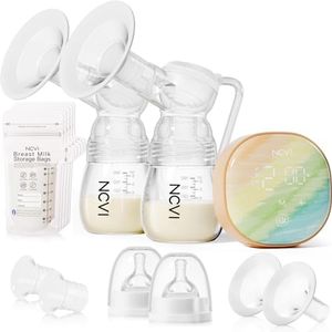 NCVI Tire-lait Électrique Double, Tire-lait Électrique 8122 avec 4 Modes 9 Niveaux, Pompe d'Allaitement avec Brides 21/24mm, Pompe à Lait Rechargeable Ultra-Silencieuse pour Maison et Voyage