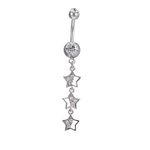 Beydodo Belly Button Jewellery 14g Surgical Steel, Belly Rings for Women Sexy Star Dangle with Cubic Zirconia