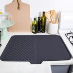 HomeArena Silicone Dish Drying Mat for Kitchen, Large 23 x 17 Inch Dish Drainer Mat with Drain Lip, Waterproof Heat Resistant Non-Slip Silicone Mat for Sink & Counter, Utensil Dish Drying Mat (Black)