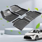 KUCOK Car Floor Mats Fit for Toyota Corolla 2019 2020 2021 2022 2023(Not for Hatchback),Custom Fit TPE 3D Floor Liners Easy Clean, All-Weather Car Floor Carpet 1st & 2nd Row for Full Set Waterproof